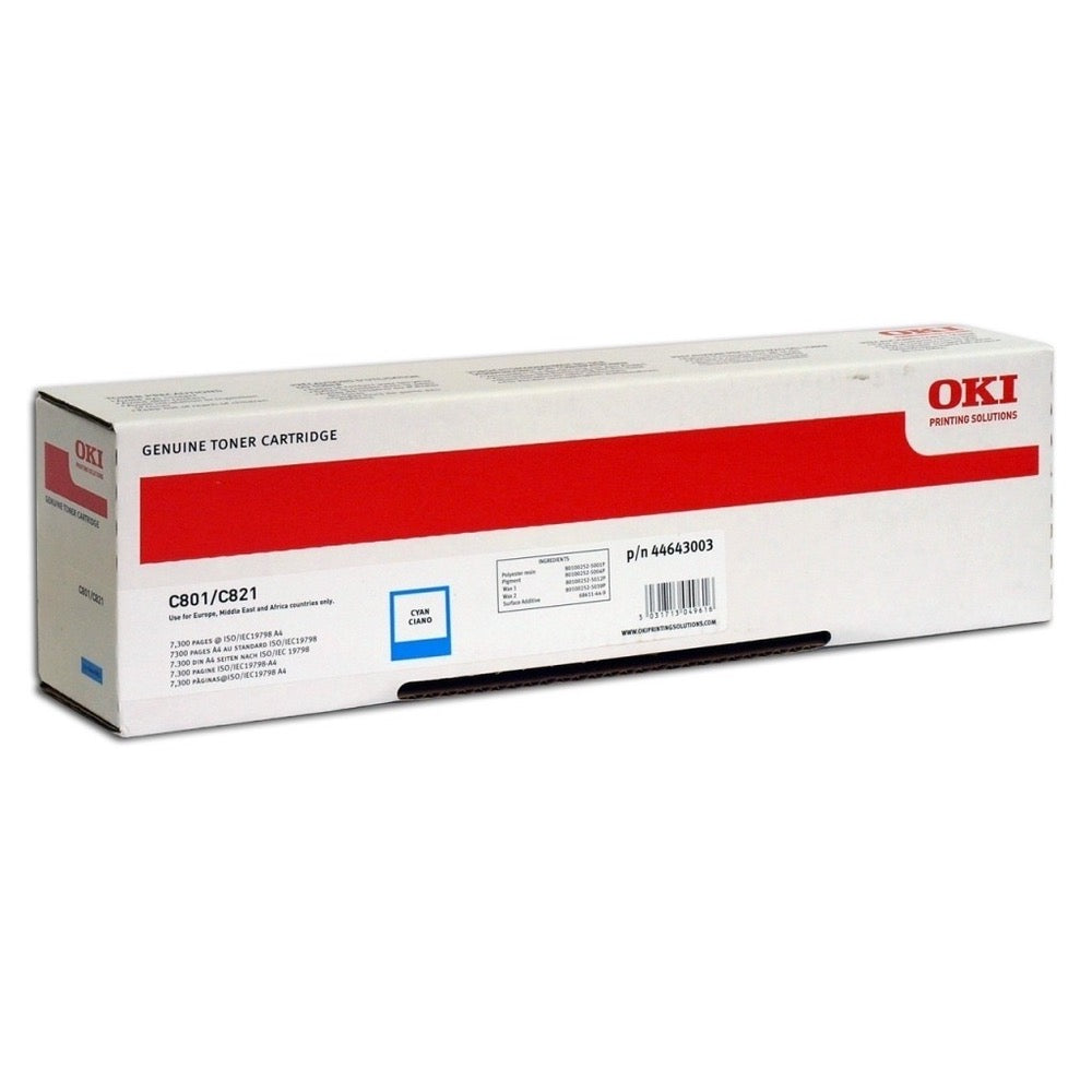 Toner OKI C810 C830 - Originale - Ciano - 44059107 da 8.000 Pagine A4