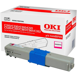 Toner OKI C310 C330 C331 C510 C511 C530 C531 MC351 MC352 MC361 MC362 MC561 MC562 - Originale - Magenta - 44469705 da 2.000 Pagine A4