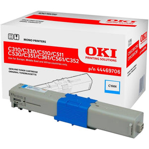 Toner OKI C310 C330 C331 C510 C511 C530 C531 MC351 MC352 MC361 MC362 MC561 MC562 - Originale - Ciano - 44469706 da 2.000 Pagine A4