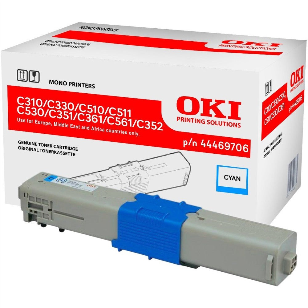 Toner OKI C310 C330 C331 C510 C511 C530 C531 MC351 MC352 MC361 MC362 MC561 MC562 - Originale - Ciano - 44469706 da 2.000 Pagine A4
