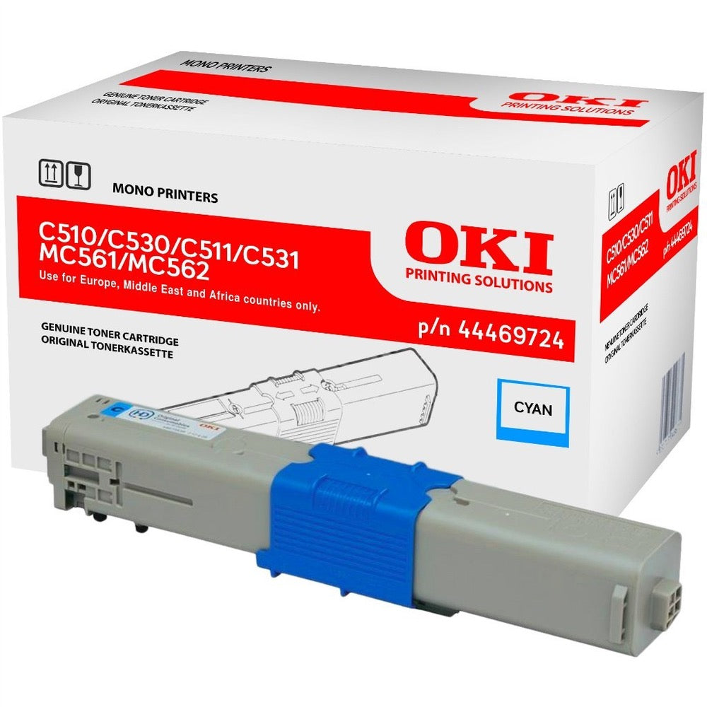 Toner OKI C510 C530 MC561 C511 C531 MC562 - Originale - Ciano - 44469724 da 5.000 Pagine A4