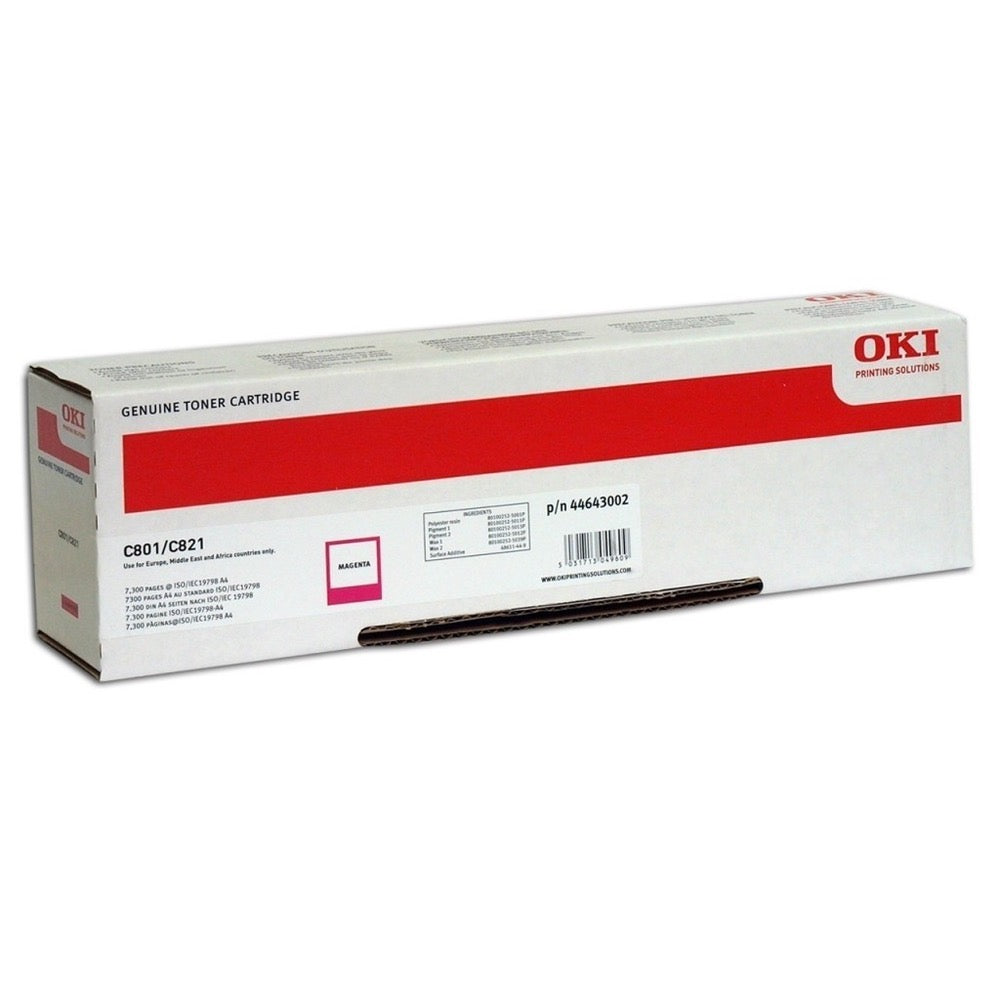 Toner OKI C801 C821 - Originale - Magenta - 44643002 da 7.300 Pagine A4