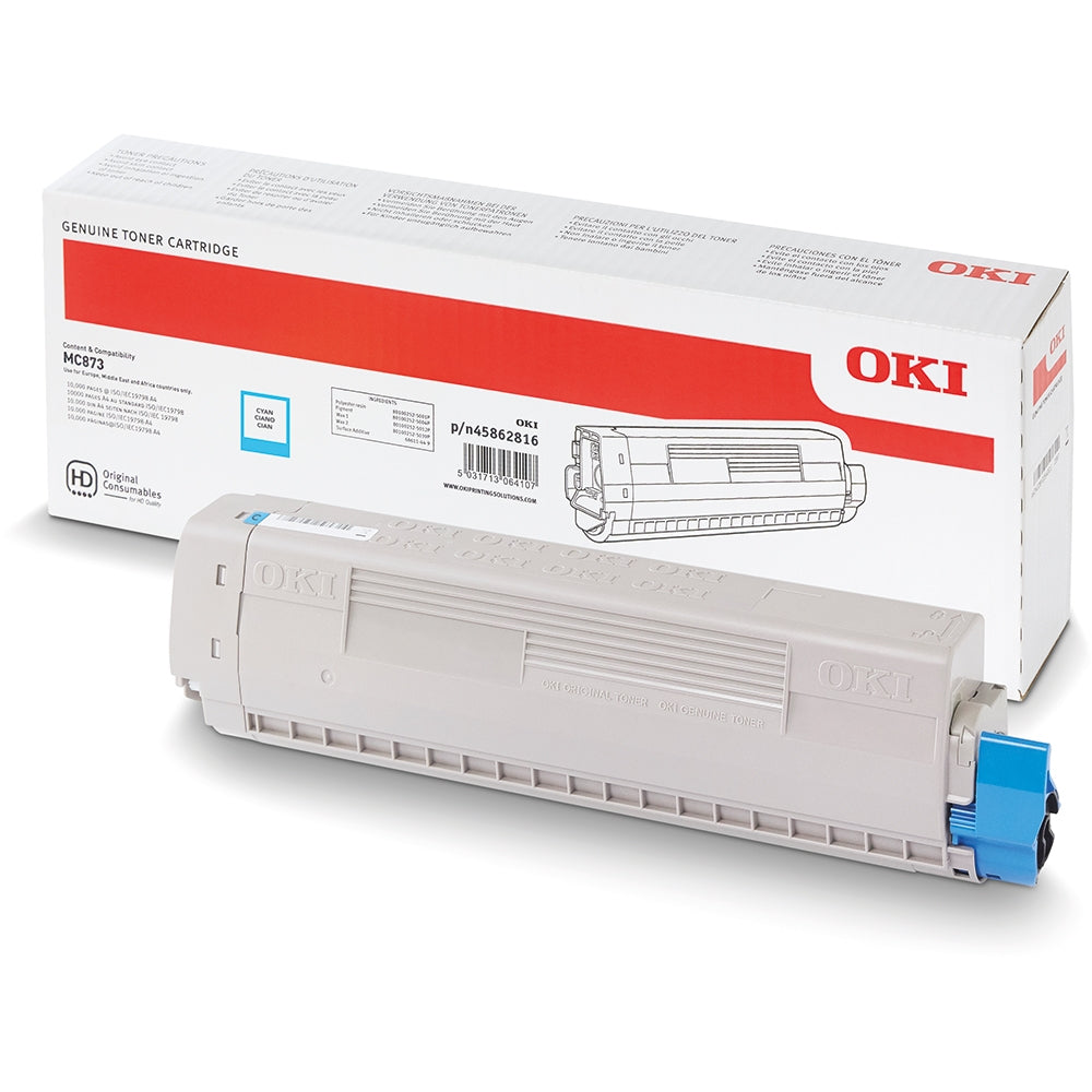 Toner OKI MC873 MC883 - Originale - Ciano - 45862816 da 10.000 Pagine A4