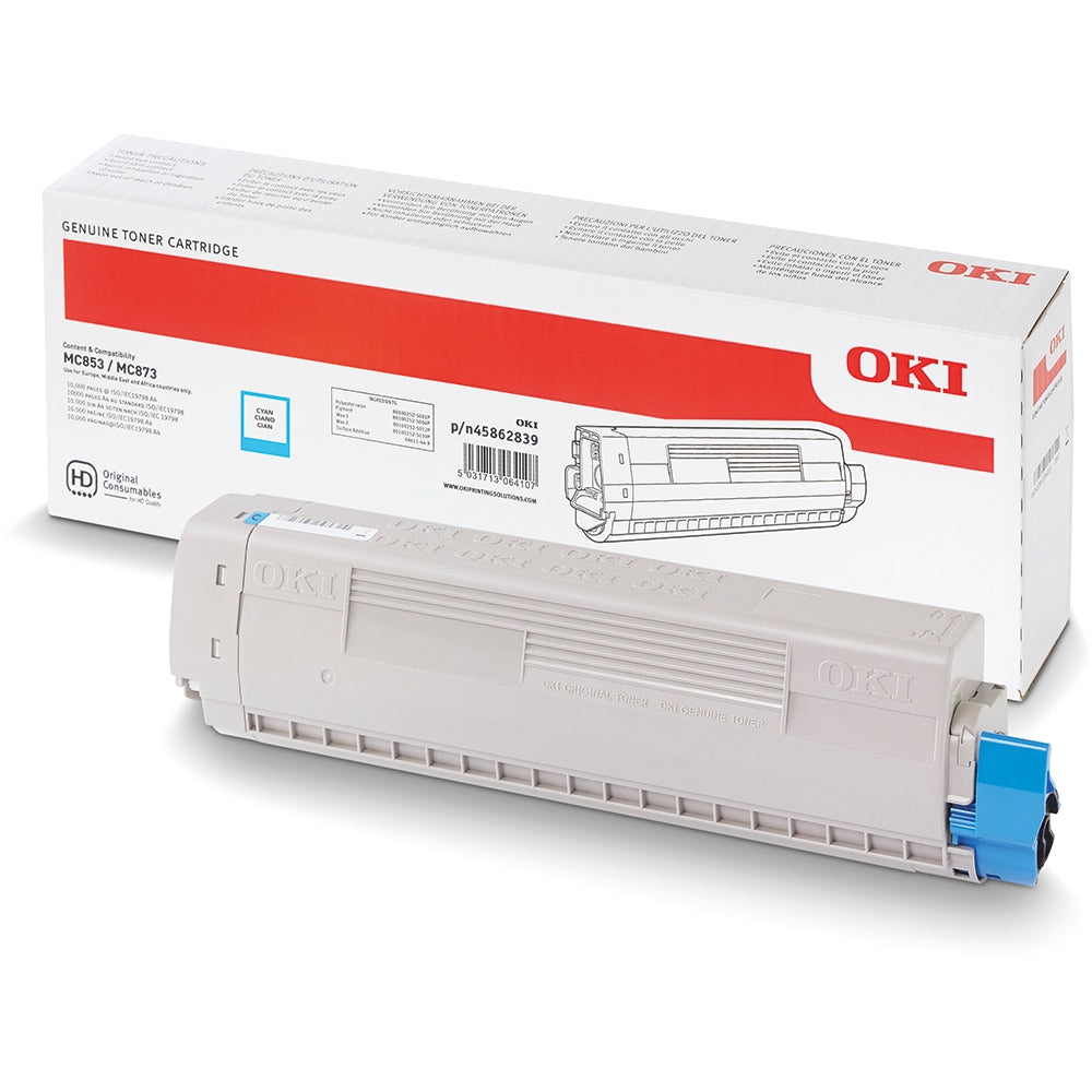 Toner OKI MC853 MC873 MC863 MC883 - Originale - Ciano - 45862839 da 7.300 Pagine A4